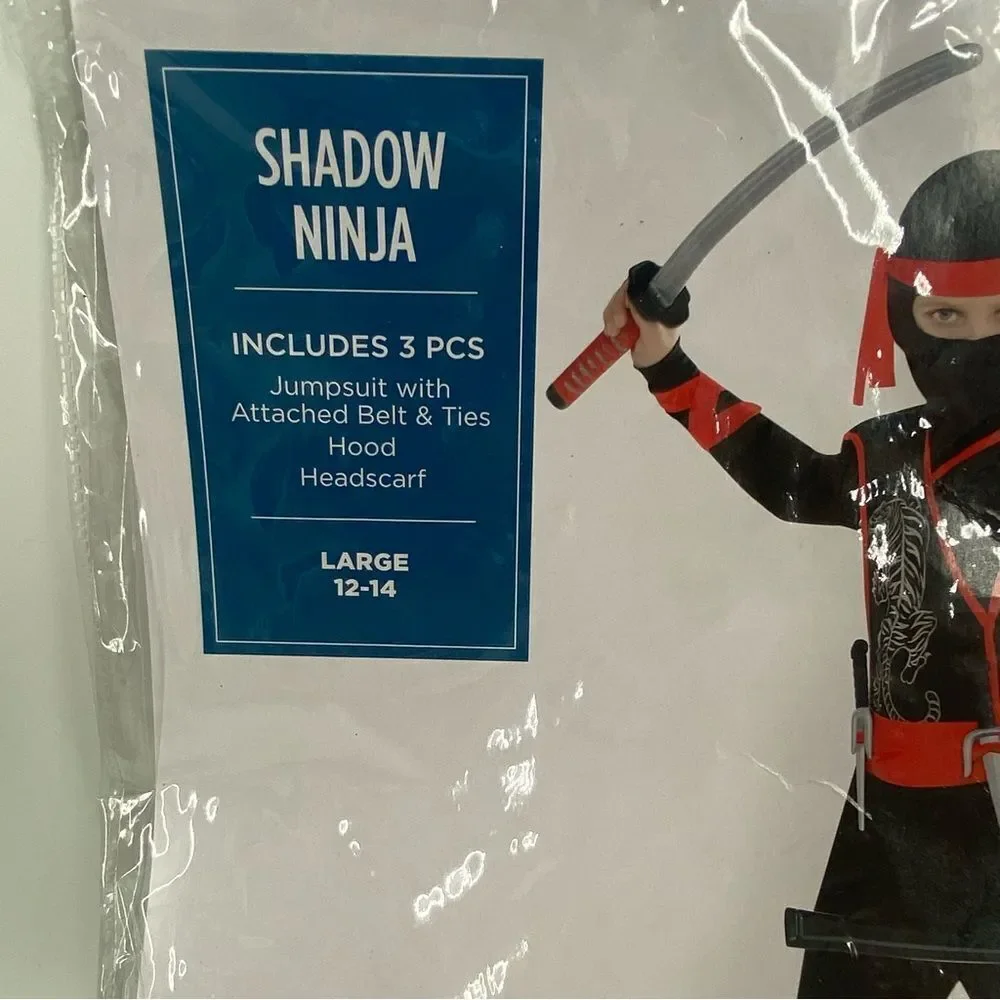 Kids Halloween Costume Shadow Ninja Kids Costume - Black and Red size Large